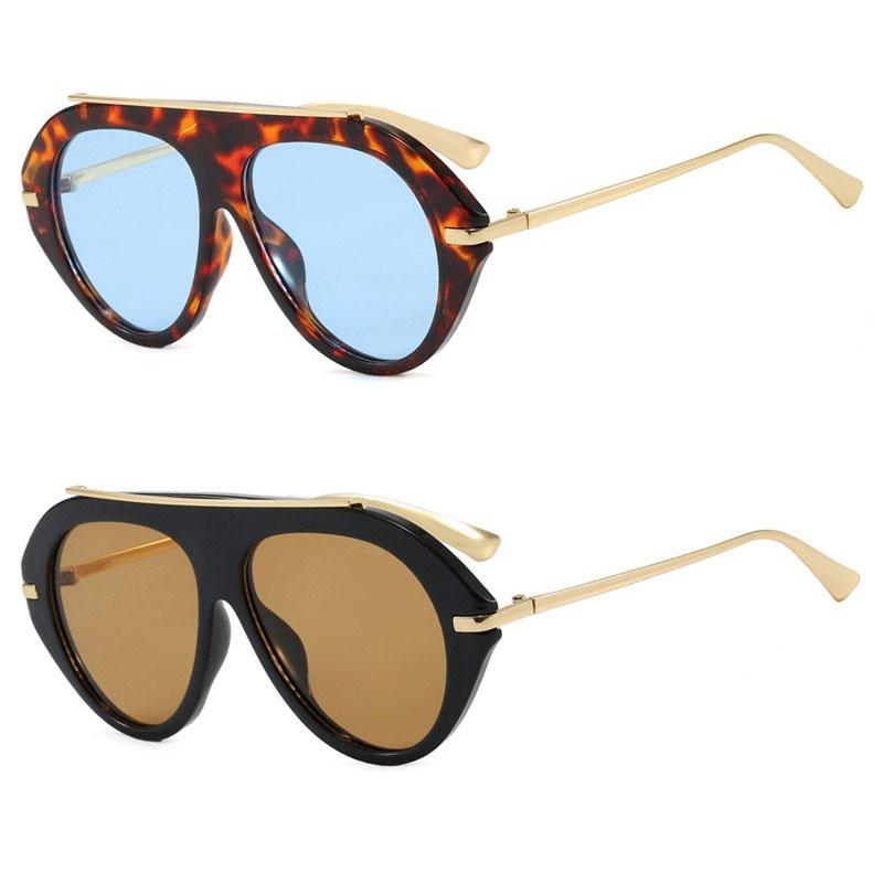 Retro Aviator Round Sunglasses for Women Men Trendy Oversized Vintage Metal Sun Glasses INS Popular Ladies Beach Shades UV400