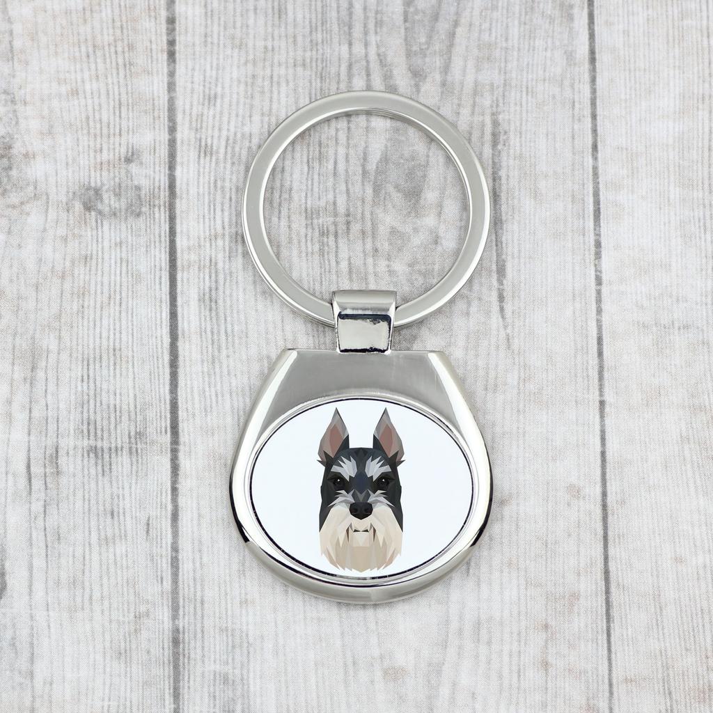 Schnauzer I - Geometric Keychain with a Photo and the Inscription Art-Dog