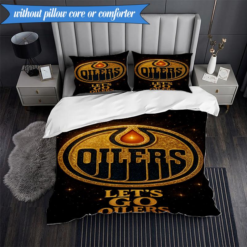 3PCS Energetic Oilers Team Spirit Bedding Set,Including 1pc Duvet Cover And 2pcs Pillowcases Perfect for Bedroom, Dormitory, Fan Christmas gift