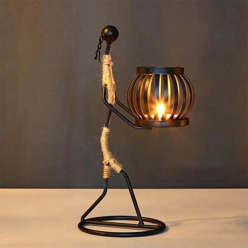 Creative Iron And Hemp Rope Girl Candlestick Home Decoration Art Decor Living Room Iron Crafts