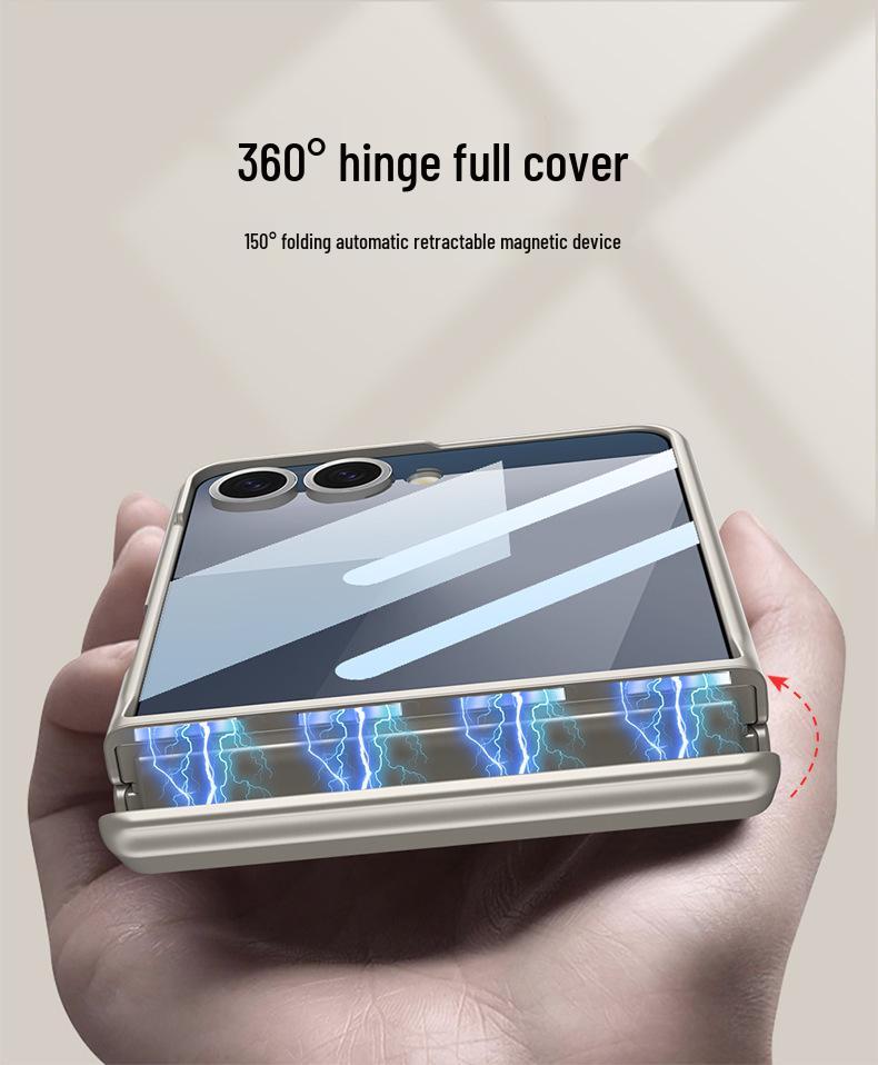 Тонкий чехол для Samsung Z Flip7 с подставкой Triumph, полная защита, защита от падений, однотонный, защита шарнира