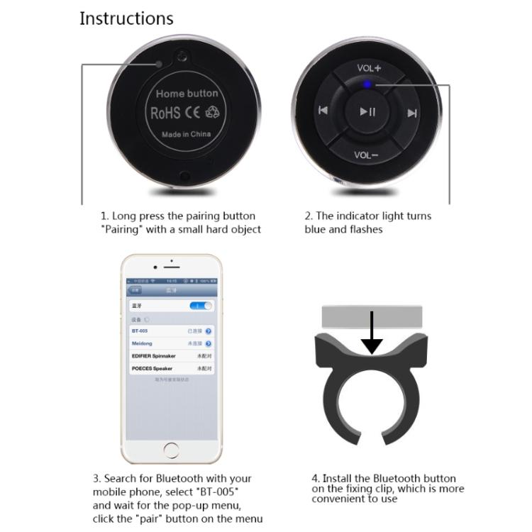 BT005 Автомобильный Беспроводной Bluetooth-контроллер для Мобильного Телефона, Мультимедийный Многофункциональный Пульт Дистанционного Управления на Руль