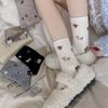 Puppy Cute Kids Grey Cartoon Animal Mid Socks Thickened Wool Socks Warm Pile Socks