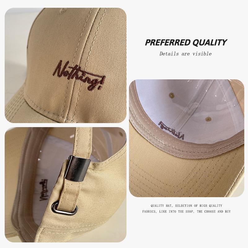 Korean-style embroidered letter trendy soft-top baseball cap for men with large head circumference, versatile sun hat for couples that makes the face