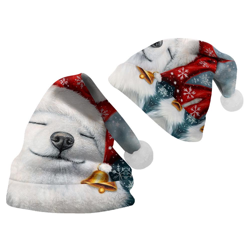 Двусторонняя флисовая рождественская шапка 2024 года с бархатом для детей и взрослых