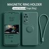 Чехол из жидкого силикона для Huawei Honor 90 80 60 50 Pro SE Funda для Honor 70 Pro 50 SE 60 30 20 Магнитное кольцо-подставка Чехол для телефона