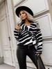 Stylish Zebra Print Furry Short Jacket with Suit Collar for Autumn and Winter
