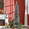 Artificial Christmas Tree Snow Covered Slim Design Fireproof 180 Cm Green White