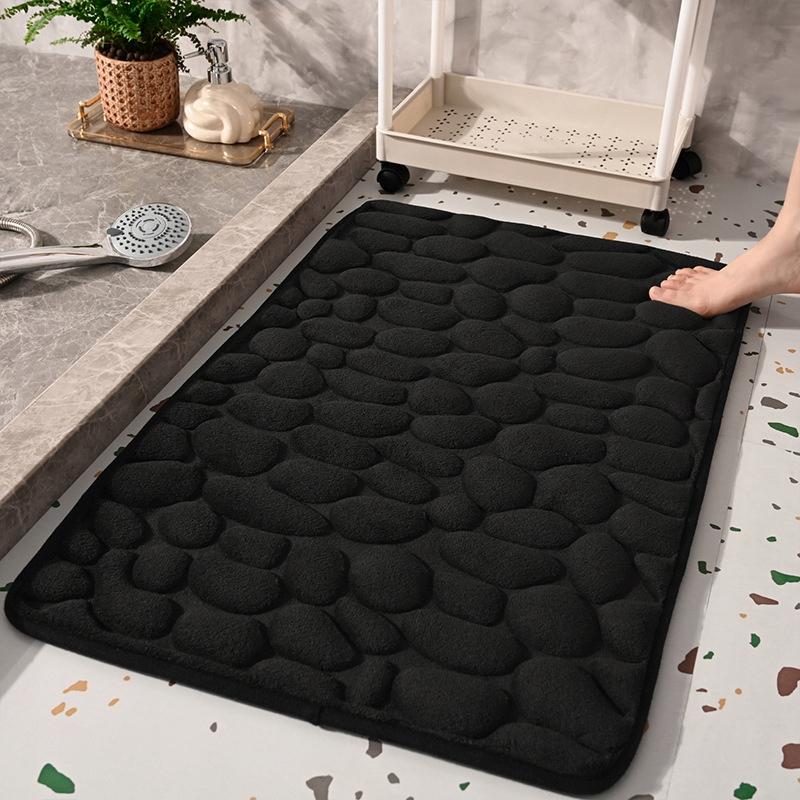 Bathroom Mat Anti-Slip Memory Foam Stones Mat Thick Gray