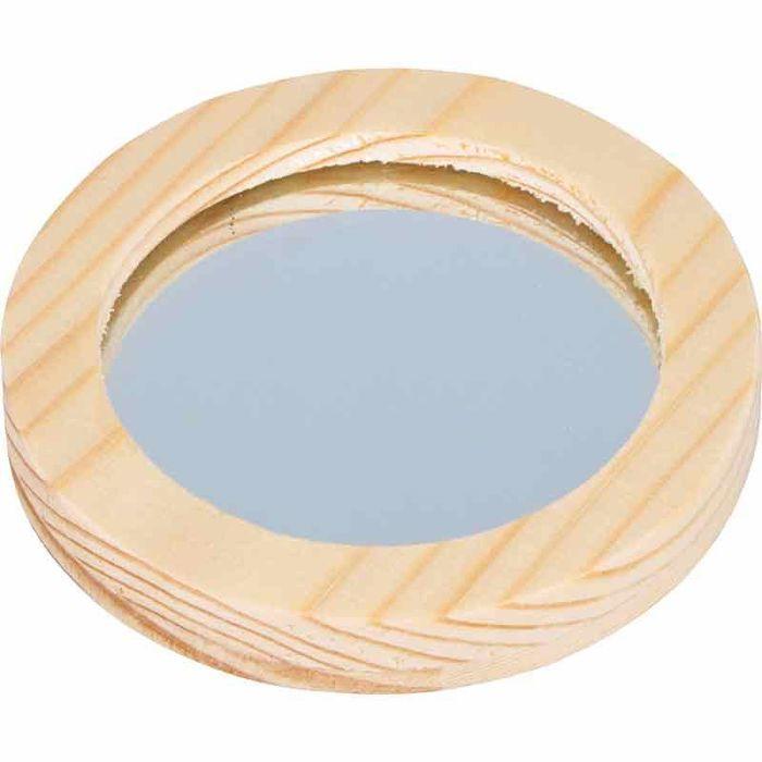 Set of 6 Wooden Pocket Mirrors - 7.5 X 1 Cm