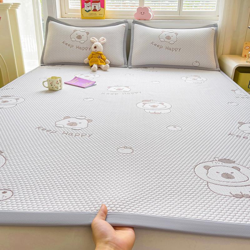 Summer Cooling Mat Set 2 Piece 3 Piece Class A Bed Style Ice Silk Air Conditioner Soft Mat Washable Thin Cushion