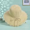 Collapsible Summer Hat for Women Beach Outdoor Straw Hat Large Brim Sunshade Bow Sun Hat