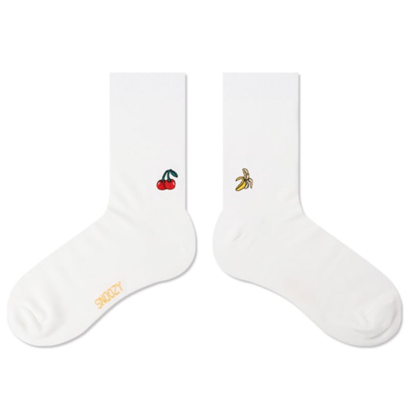 SNOOZY Cherry Embroidered Socks (White)