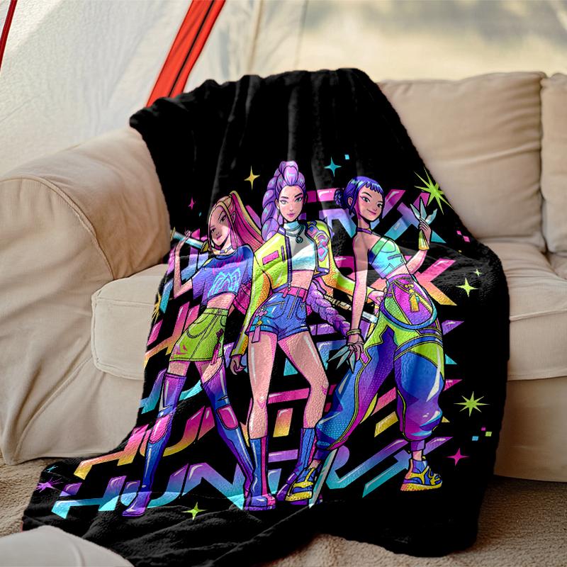 1pc Snug Kpop Demon Hunters Blanket, Lightweight & Durable Print Blanket, Perfect for Home, Couch, Bed, Picnic, Travel, Office