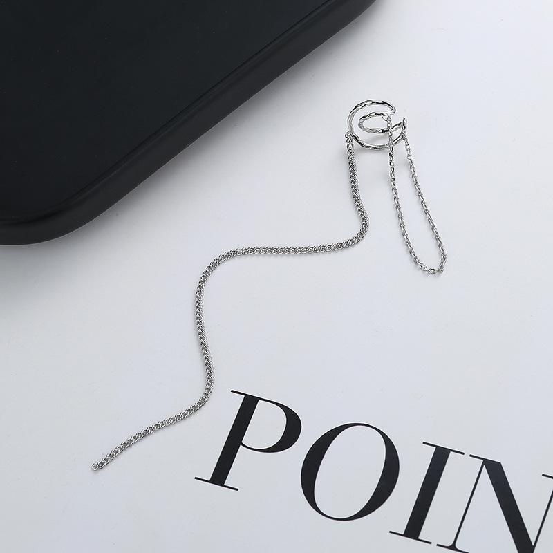 Панк серебряного цвета с длинными кисточками для ушей, женские корейские модные висячие серьги-клипсы для девочек, винтажные поддельные серьги для пирсинга, ювелирные изделия