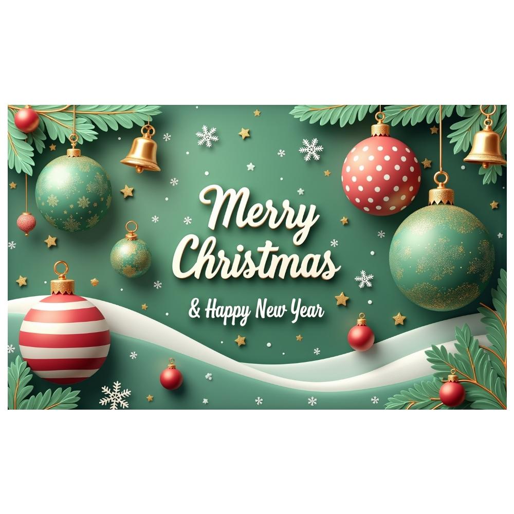 New Year Display Pine Branch Holiday Backdrop Xmas Display Red Decorative Festive Banner For New Year Celebration Indoor Event