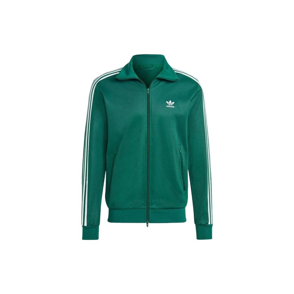 Adidas Оригинальная куртка с длинными рукавами и воротником на молнии с логотипом в полоску трилистника, мужские куртки темно-зеленого цвета IA4777