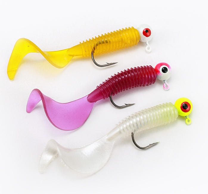 Daoyu 20-Piece Curly Tail Soft Lure Lead Head Jig Hooks Set Anti-Hang Bottom Design for Freshwater Saltwater Inshore Fishing