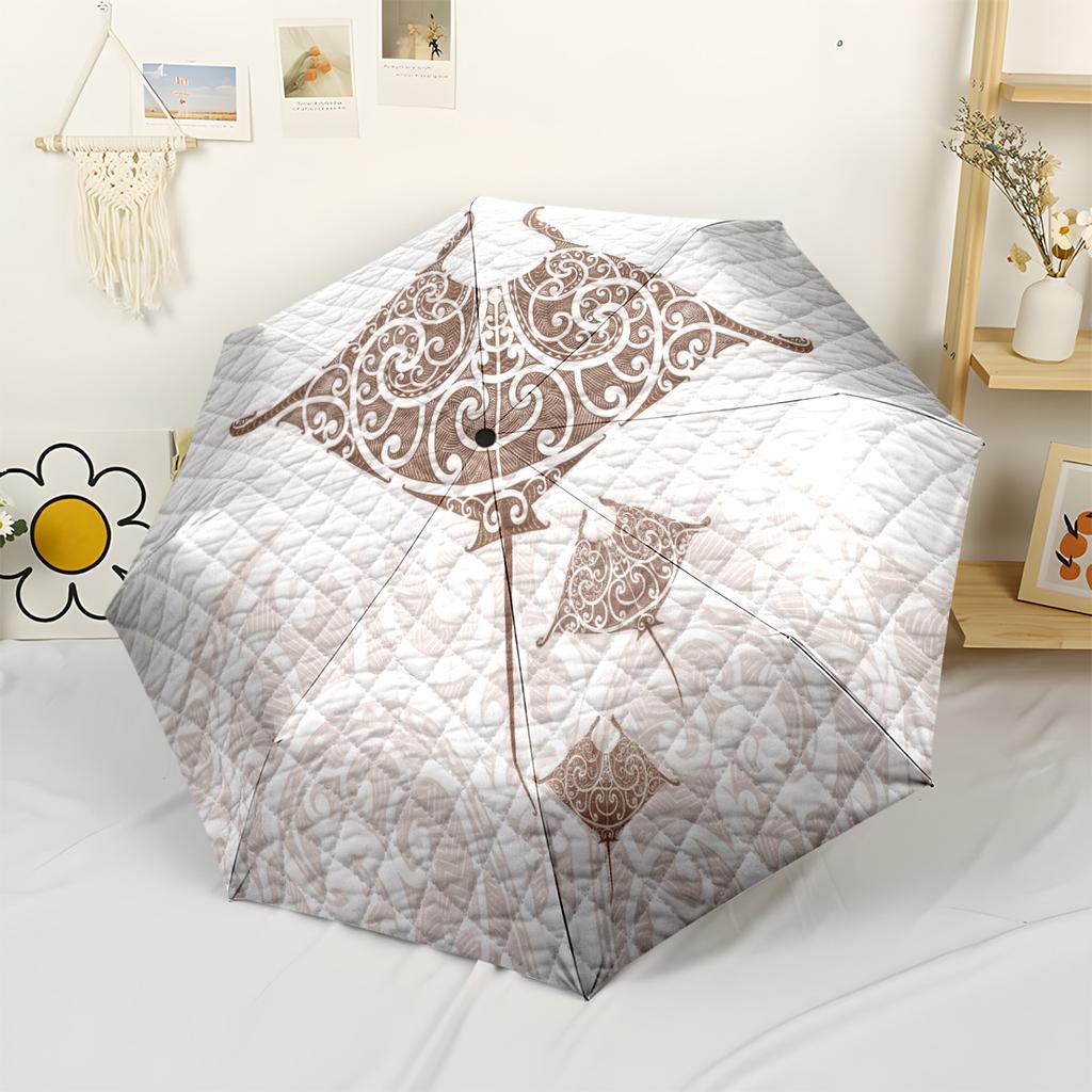 Tropical Paradise Sunset Automatic Umbrella Retractable Design with 8-Rib Durability Foldable Design for Outdoor Daily Use Compact Folding Umbrella