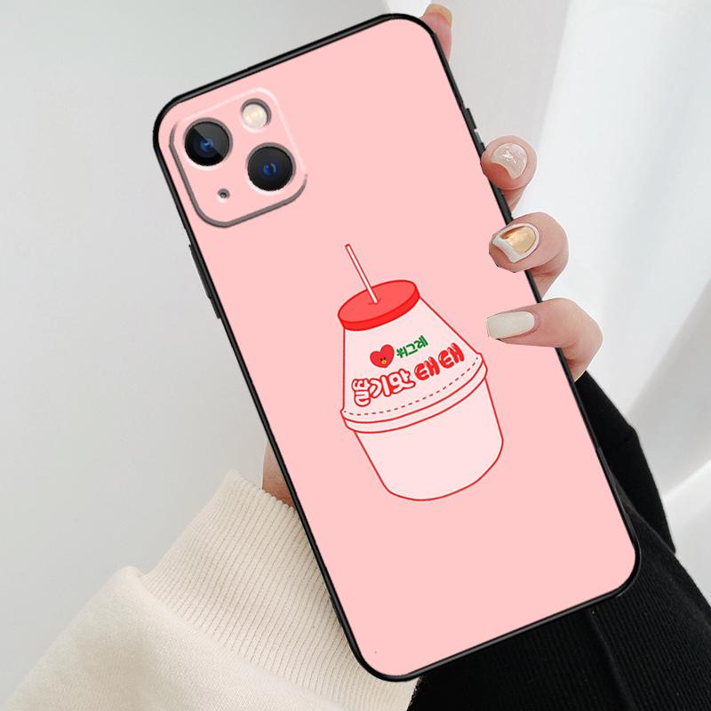 Милый чехол для телефона «Клубничное молоко» для iPhone 17 Pro Max 16 15 14 11 12 13 Pro Max mini 15 16 Plus 16e 17 Air Cover