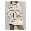 White Half Turtleneck Striped Knitwear Sweater