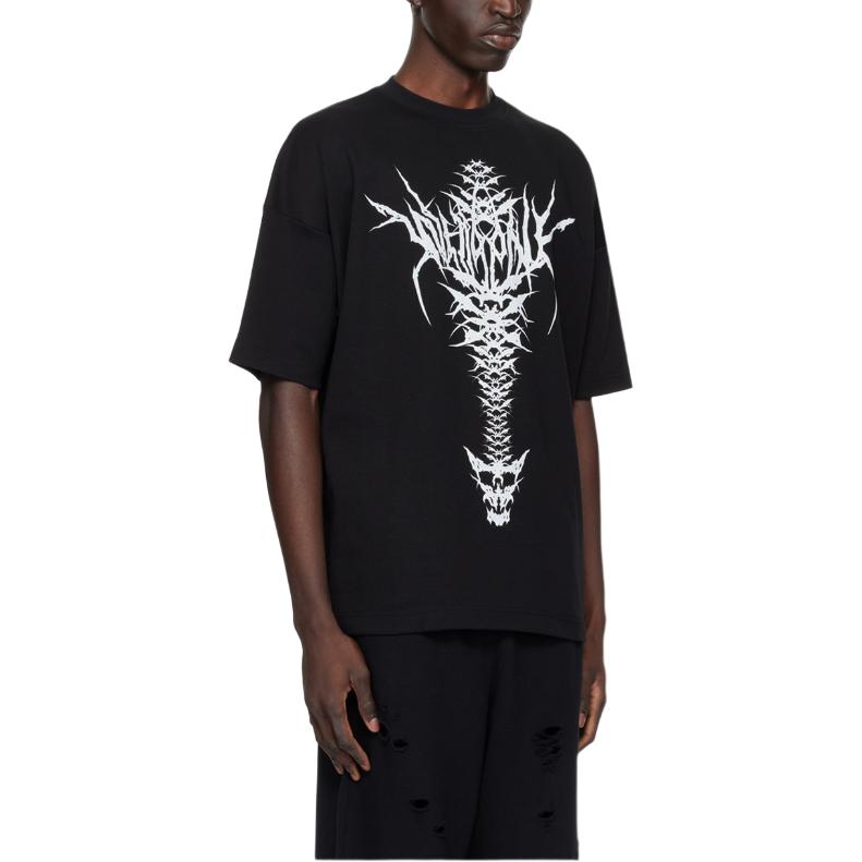 WE11DONE T-Shirts Men's Black Crew Neck Moderate WD-TT1-24-720-U-BK