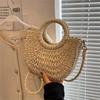 Французский?Стильная соломенная плетеная сумка для женщин, большая вместимость, переносная сумка через плечо, чувствительная плетеная корзина для овощей, женская сумка в стиле ретро
