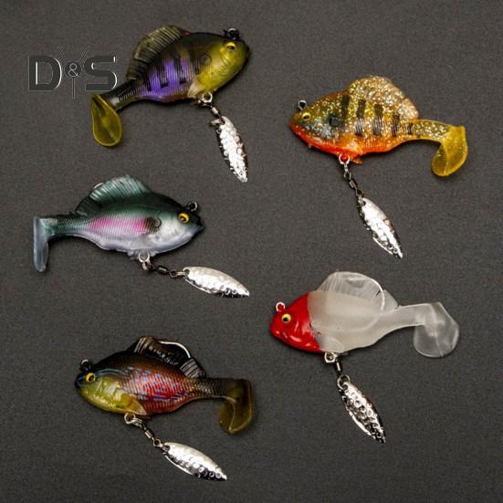 5Pcs 6CM/10.5G Jumping Fish Lure with Spinner Blade Weedless Hook Paddle Tail Artificial Bait Saltwater Freshwater Walleye Bass Fishing Accessories
