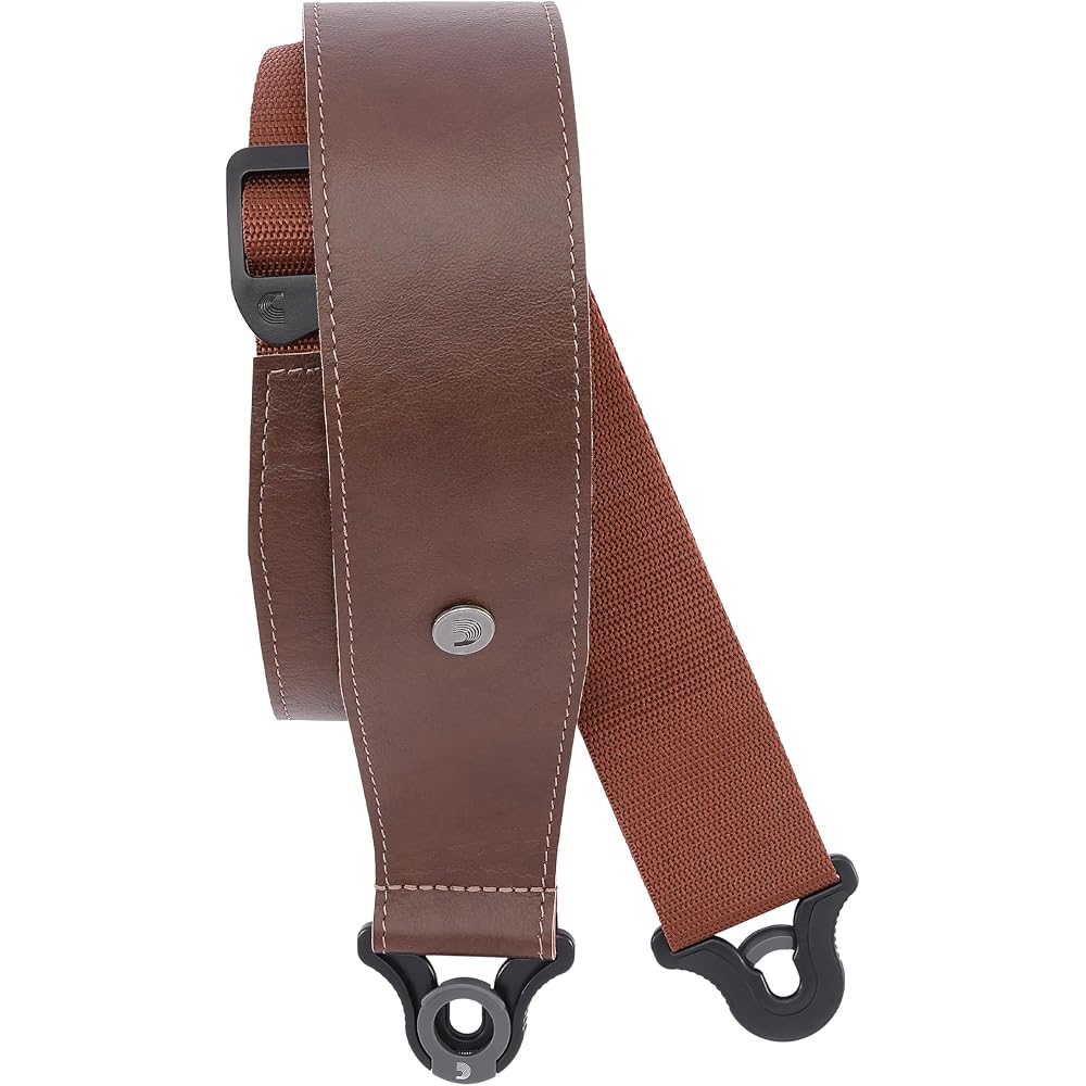 D'Addario Comfort Leather Auto Lock Guitar Strap Brown Strap Lock Design 25BAL02