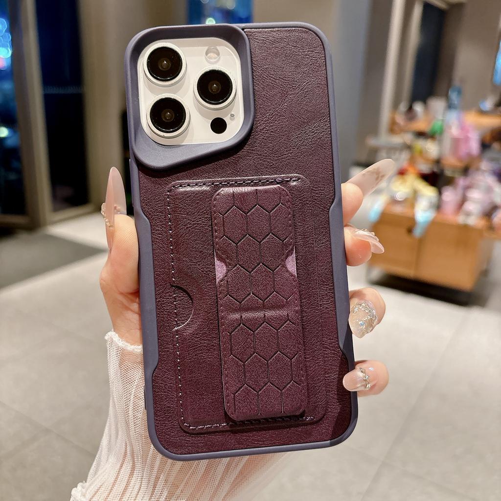 Матовая Кожаная Текстура Держатель для Карт Чехол-Подставка Для iPhone 17 16 15 14 13 12 11 Pro Max Кошелек Защита Защита от Царапин Задняя Крышка