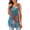 IHUASU Summer Women's Print Round Neck Retraction Sleeveless Tank Top T-shirt