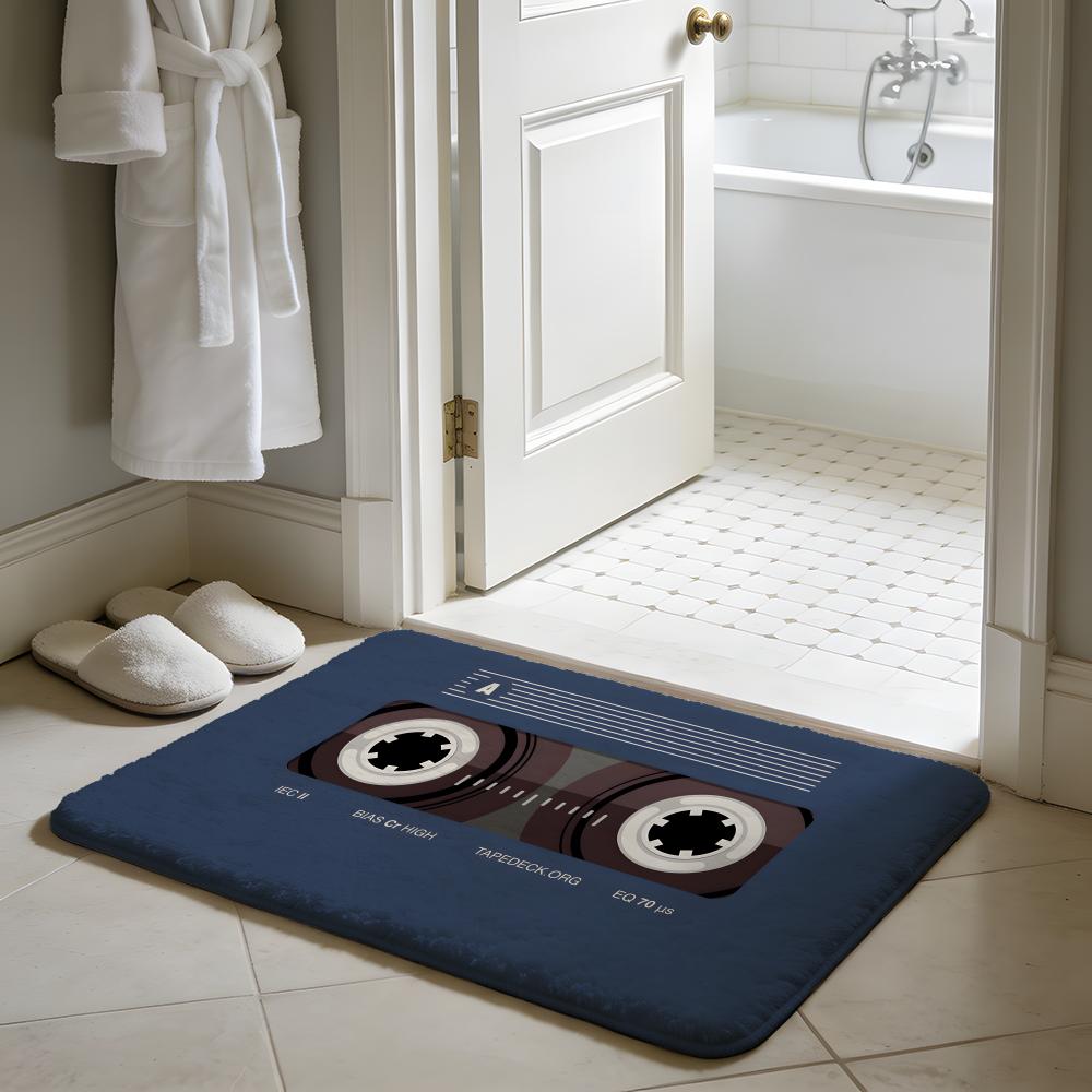 Vintage Tape Video Floor Mat Soft Flannel Absorbent Mat Non-Slip Rug Home Bedroom Bathroom