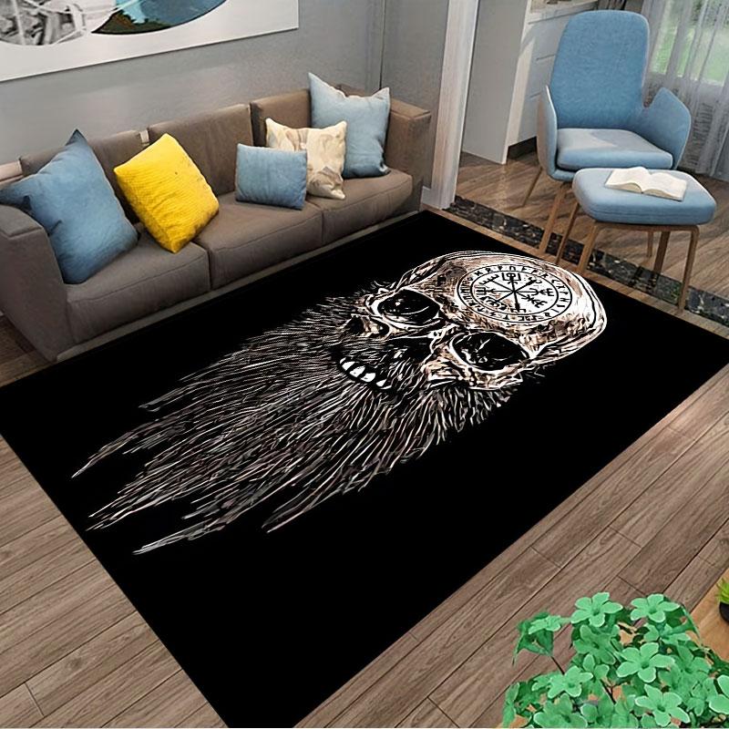 Viking Skull with Runes suitable as a non-slip mat for the living room or bedroom sofa