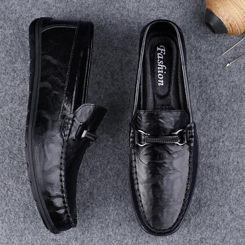 Elegantes Leather Male Slip On Footwear Office Formal Flats Wedding Party Mens Dress Shoes Breath Driving Lazy Loafers Moccasins