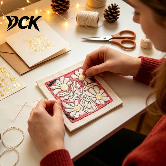 Punch Embroidery Craft DIY Floral Needle Kit, Beginners Flower Starter Kit with Tools Pattern, Stitch Carft for Adults, Handmade Home Decor