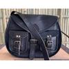 Real Vintage Saddle Bag Goat Leather Black Messenger Shoulder Handmade Vintage Leather Black Bag.