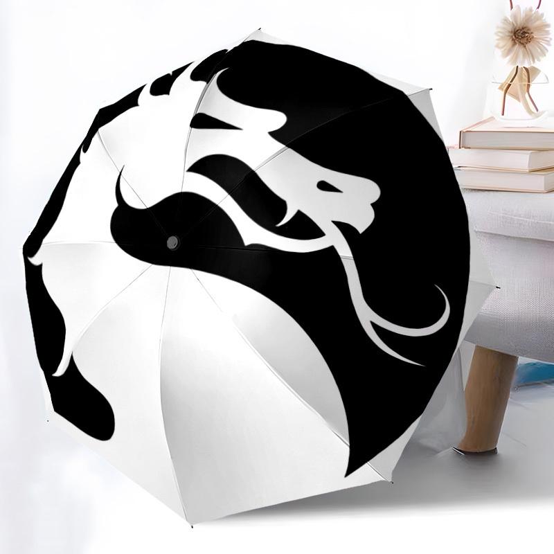 1pc Mortal Kombat Symbol Automatic Folding Umbrella - Sturdy 8-Rib Polyester Canopy,Sun-Defying Travel Companion yy251023132