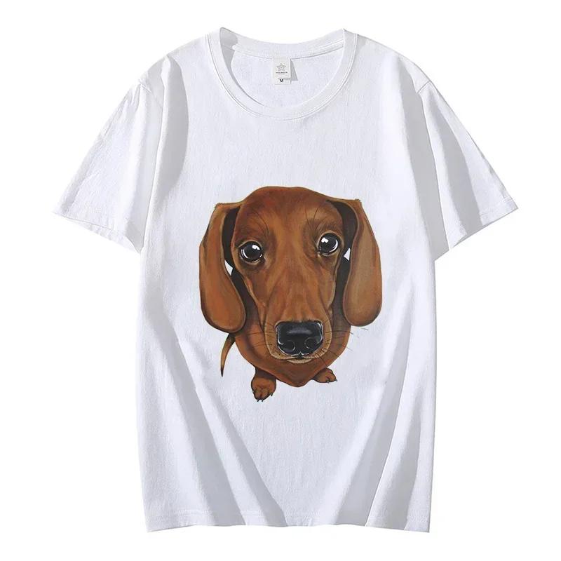 Такса Мопс Оверсайз Футболка Женская Мужская Топы Футболки с коротким рукавом Homme Белая Футболка Уличная одежда Смешные Собаки Мужские Брендовые Топы