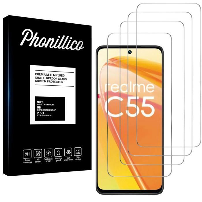 Verre Trempé pour Realme C55 4G [Pack 4] Film Vitre Protection Ecran Phonillico®