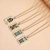 Rectangle Sun Moon Star Enamel Tarot Card Pendant Necklace Crystal Necklace