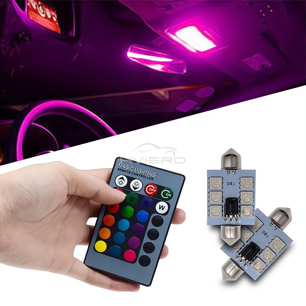 2 шт. RGB Светодиодная лампа для автомобиля C5W 5050 6SMD DC 12V Фестон Купольные Лампы Двери Многоцветный Пульт Дистанционного Управления Лампа для Чтения Крыша Багажник Клиновые Лампы Лампы 7