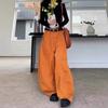 Vintage Orange Cut Jeans High Waist Loose Wide Leg Slim Fit Teens