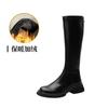 Cowhide Version~ Leather Thick-soled High Knight Boots, Small Man But Knee Boots, Fat Mm Long Boots, Elastic and Thin Boots