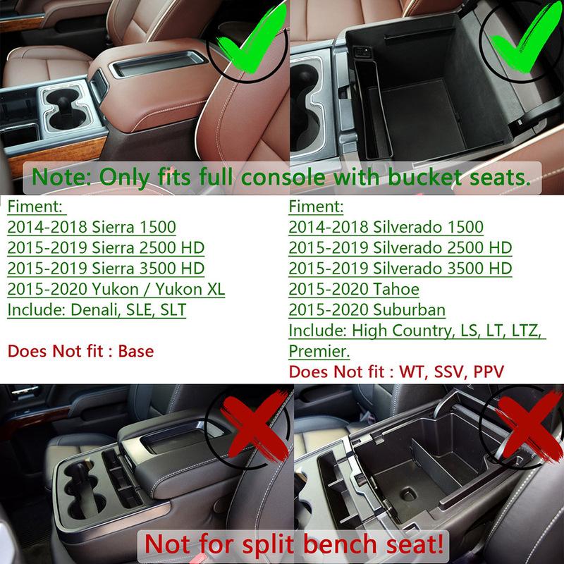 Органайзер центральной консоли для 2014-2018 Chevrolet Silverado/GMC Sierra 1500, 2500/3500HD(2015-), Подлокотник, ящик для хранения, лоток