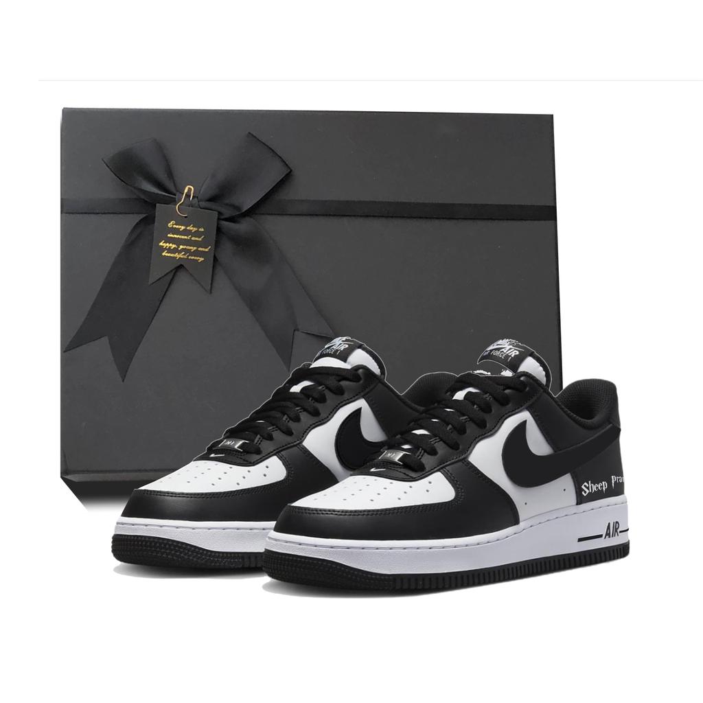 Nike Air Force 1 Кожаные Нескользящие, Износостойкие, Легкие Низкие Кеды для Скейтбординга Унисекс Белый Черный DV0788-001(Team384-BOX)