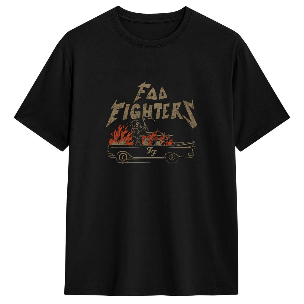 Футболка Foo Fighters Хлопковая футболка для пляжа Унисекс Харадзюку С принтом Футболка с коротким рукавом YK Базовый топ Футболки