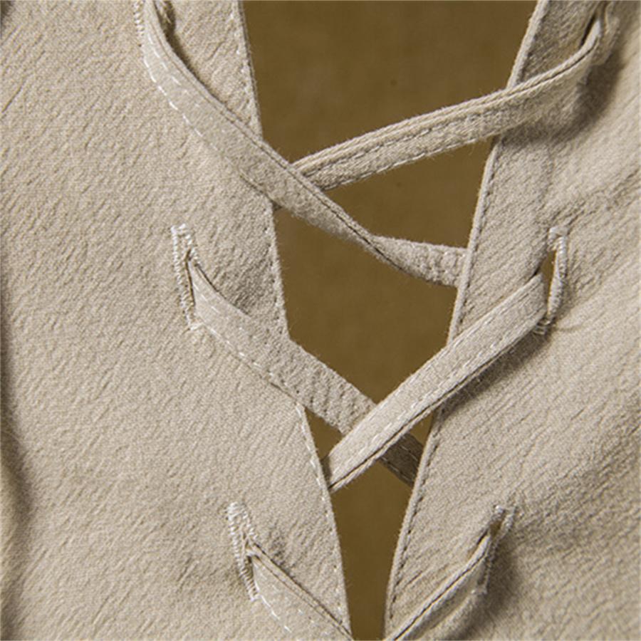 Летняя хлопково-льняная рубашка с длинным рукавом, мужские однотонные повязки с воротником-стойкой, мужские белые, черные, синие рубашки