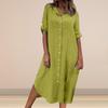 Summer Women Dress SIngle-breasted Half Sleeves Turn-down Collar Loose Solid Color Buttons Commute Daily Wear Dress