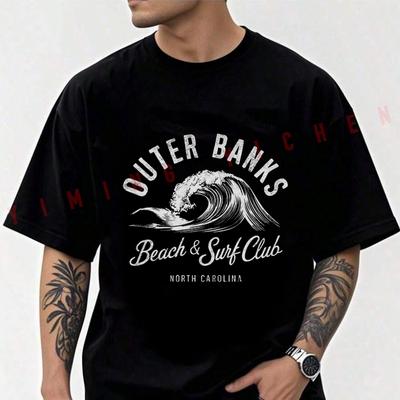 2026 Cotton Casual T-shirtBeach & Surf - Ocean Wave Graphic Moto Tshirt Mens Summer Cycling Sportswear Tops Tee