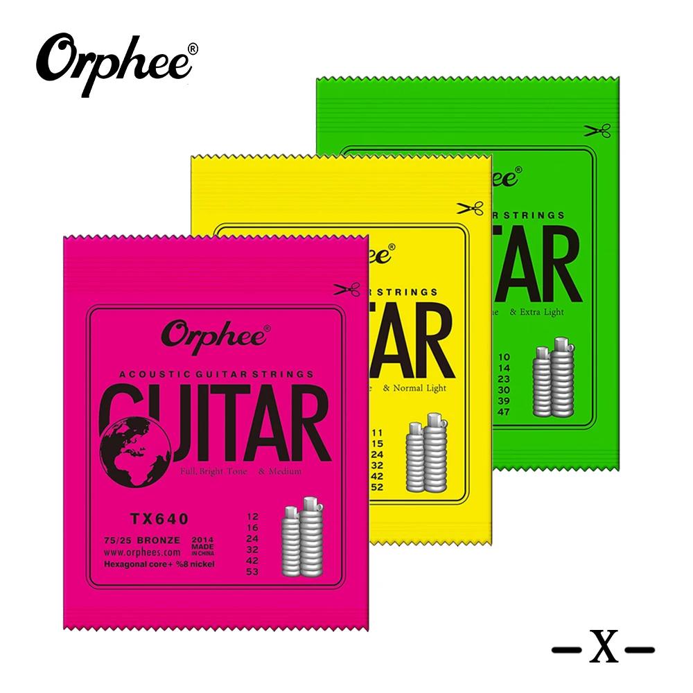 Orphee 6Strings Acoustic Guitar String High Hexagonal Core Full Bright Tone Folk Guitar String TX620 TX630 TX640 Guitar Parts
